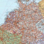 Политическая карта Германии, на которую нанесены основные автомобильные дороги страны
