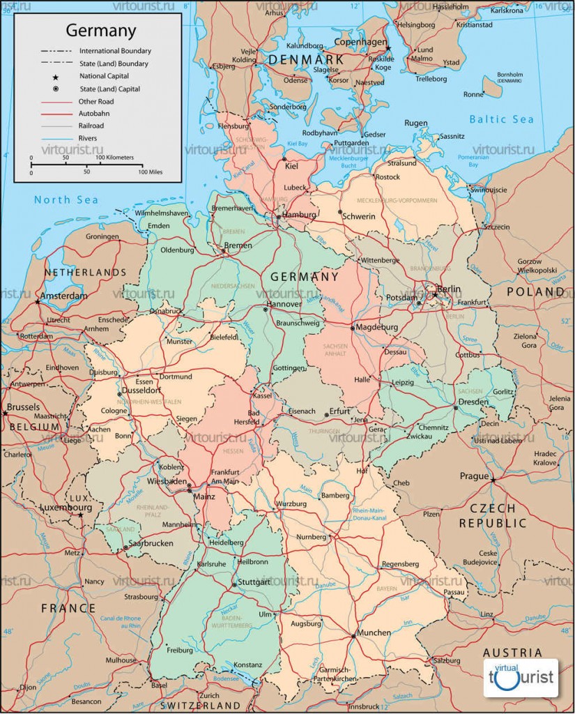 Германия на английской политической карте