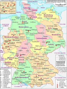 Немецкая карта Германии политическая