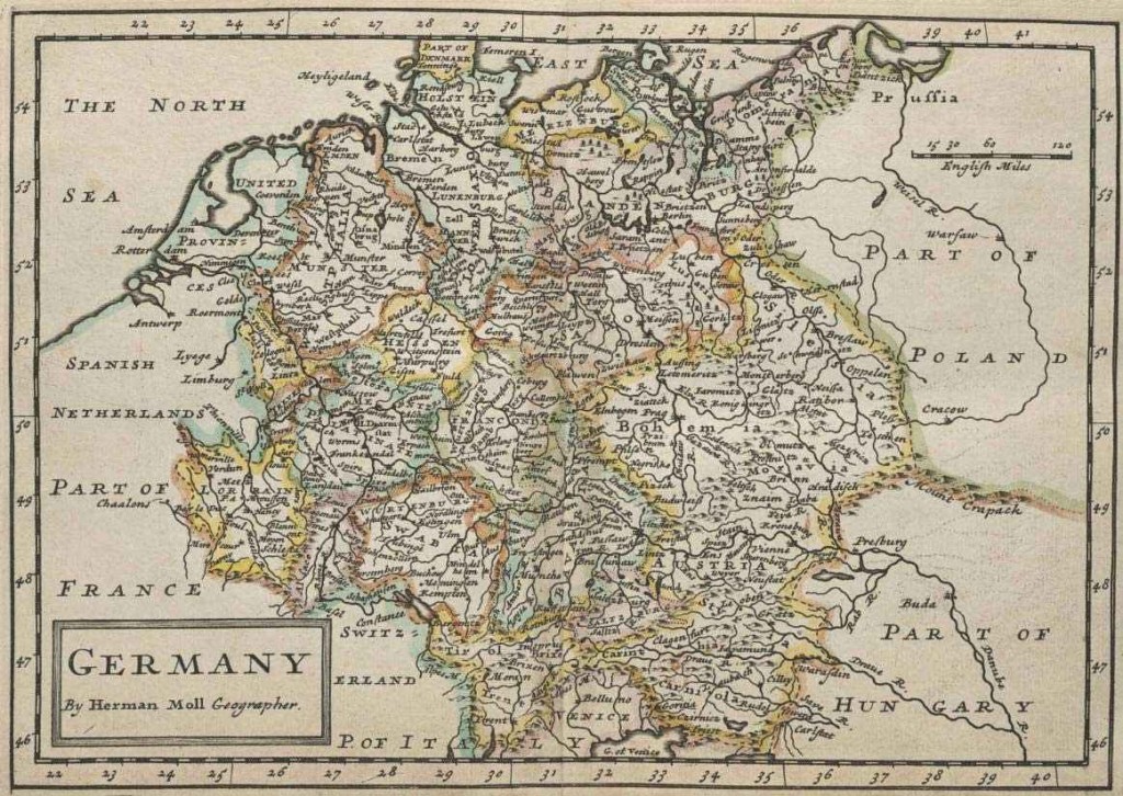 Германия - старинная карта на английском языке