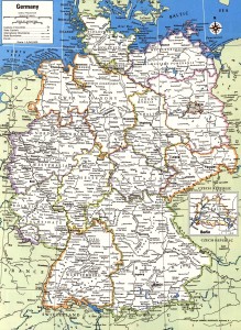Подробная политическая карта Германии на английском языке