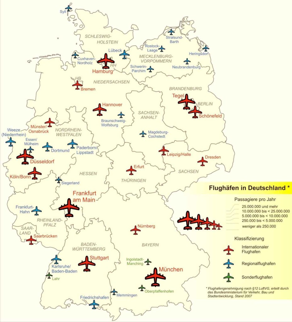 Карта аэропортов Германии