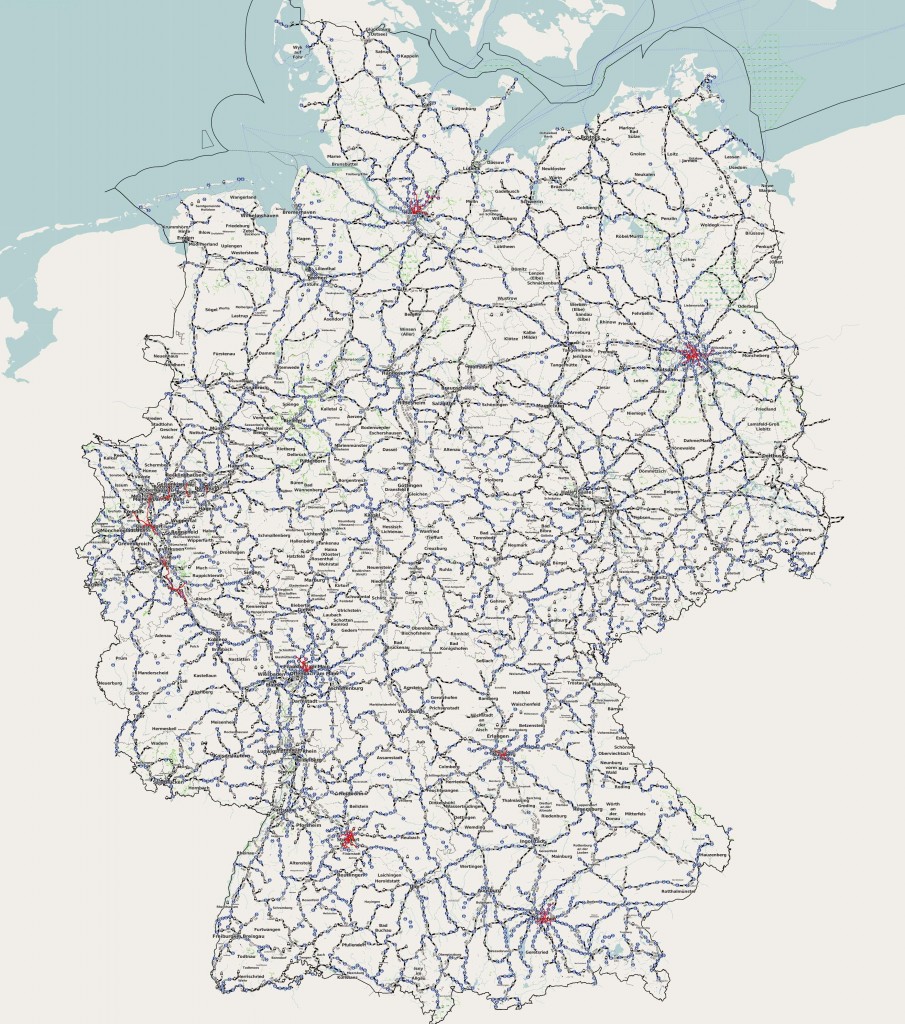Все железные дороги Германии на одной карте