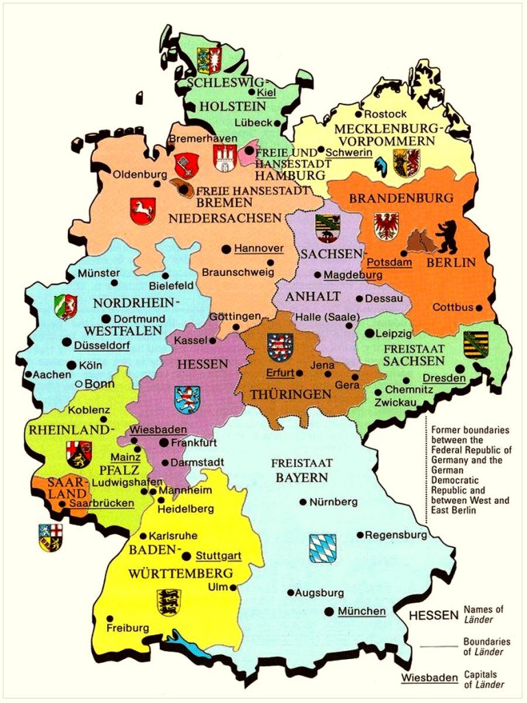 Земли Германии на туристической карте