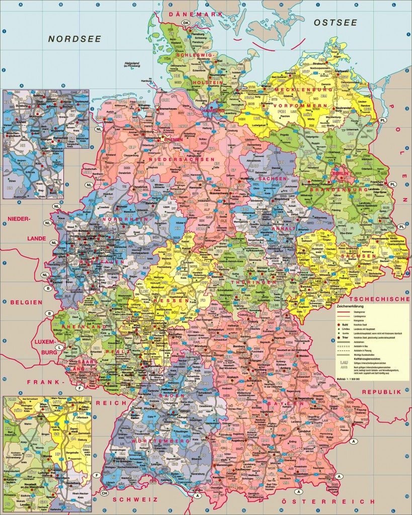 Детальная карта Германии с административно-территориальным делением