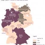 Карта, на которой показана распространенность с/х культуры сахарной свеклы в Германии