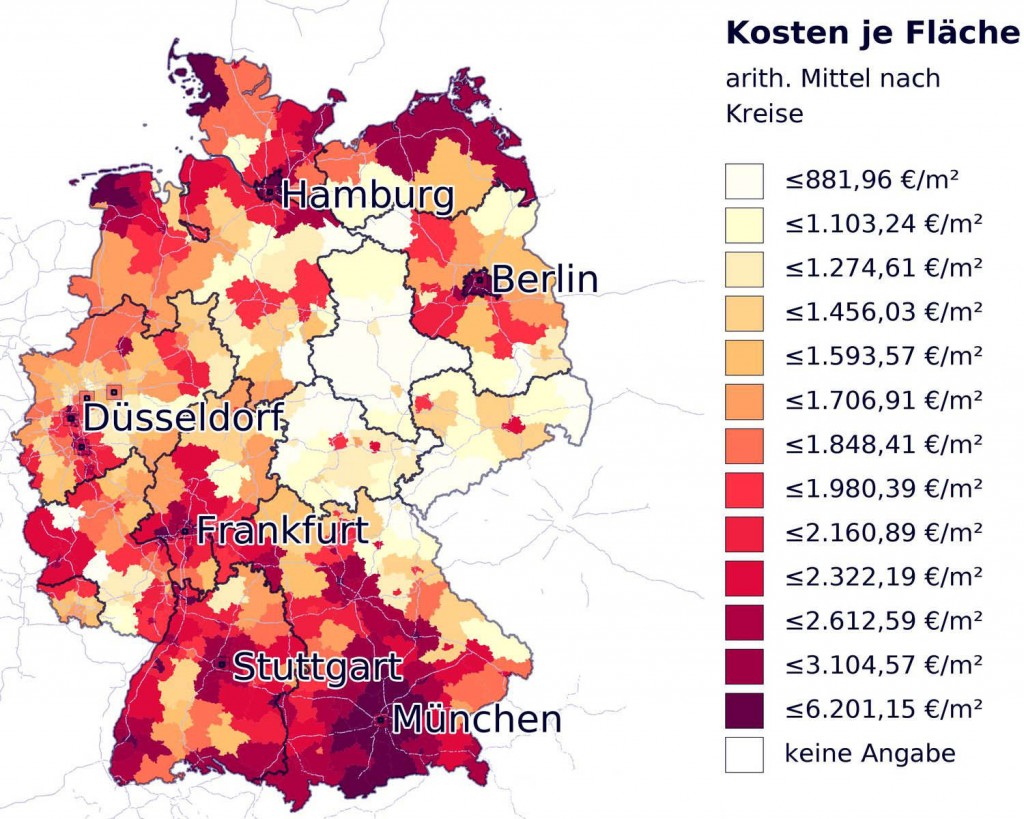 Средние цены на недвижимость в Германии