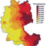 Процент распространения гаплогруппы R1a в Германии