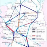Карта маршрутов скоростных поездов Германии