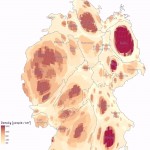 Схематическое изображение плотности населения в разных частях Германии